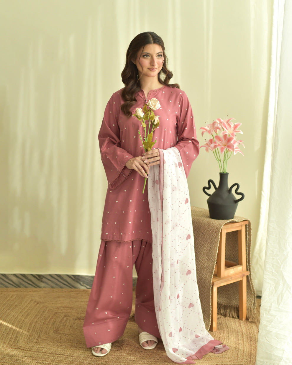 DILARA Black Embroidered 3PC Farshi Suit
