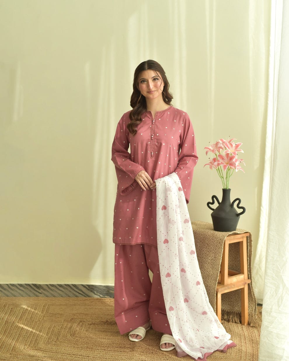 DILARA Black Embroidered 3PC Farshi Suit