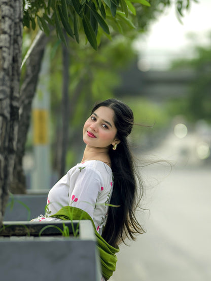 AROOSH Printed 3PC Farshi Suit