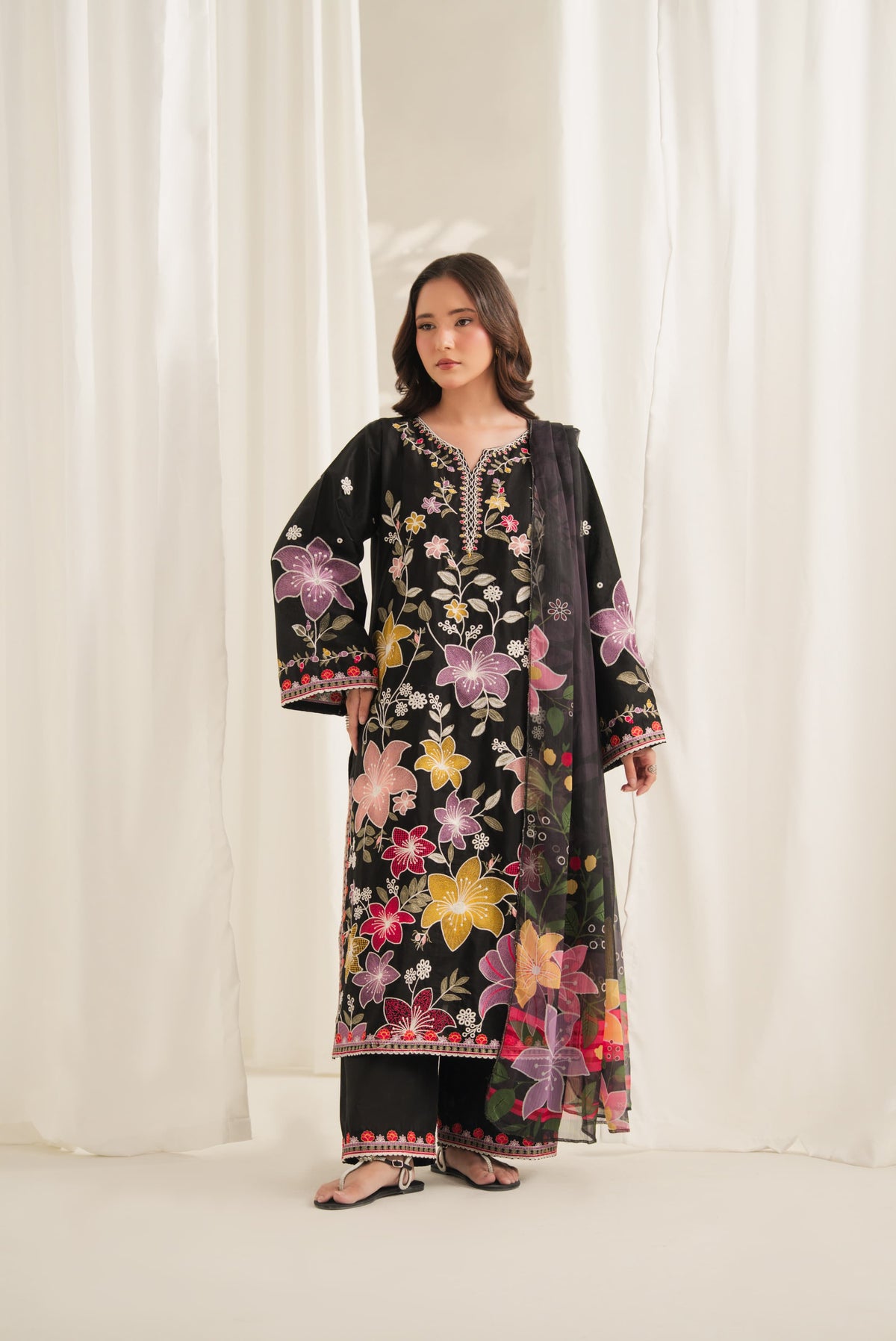 ISHQ Embroidered 3PC Plazo Suit