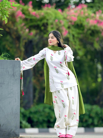 AROOSH Printed 3PC Farshi Suit