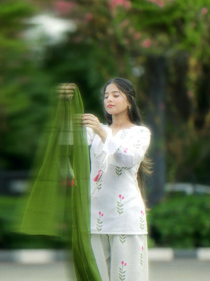 AROOSH Printed 3PC Farshi Suit