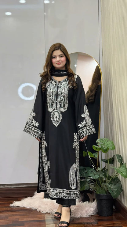 BLACK SAPPHIRE EMBROIDERED 3PC