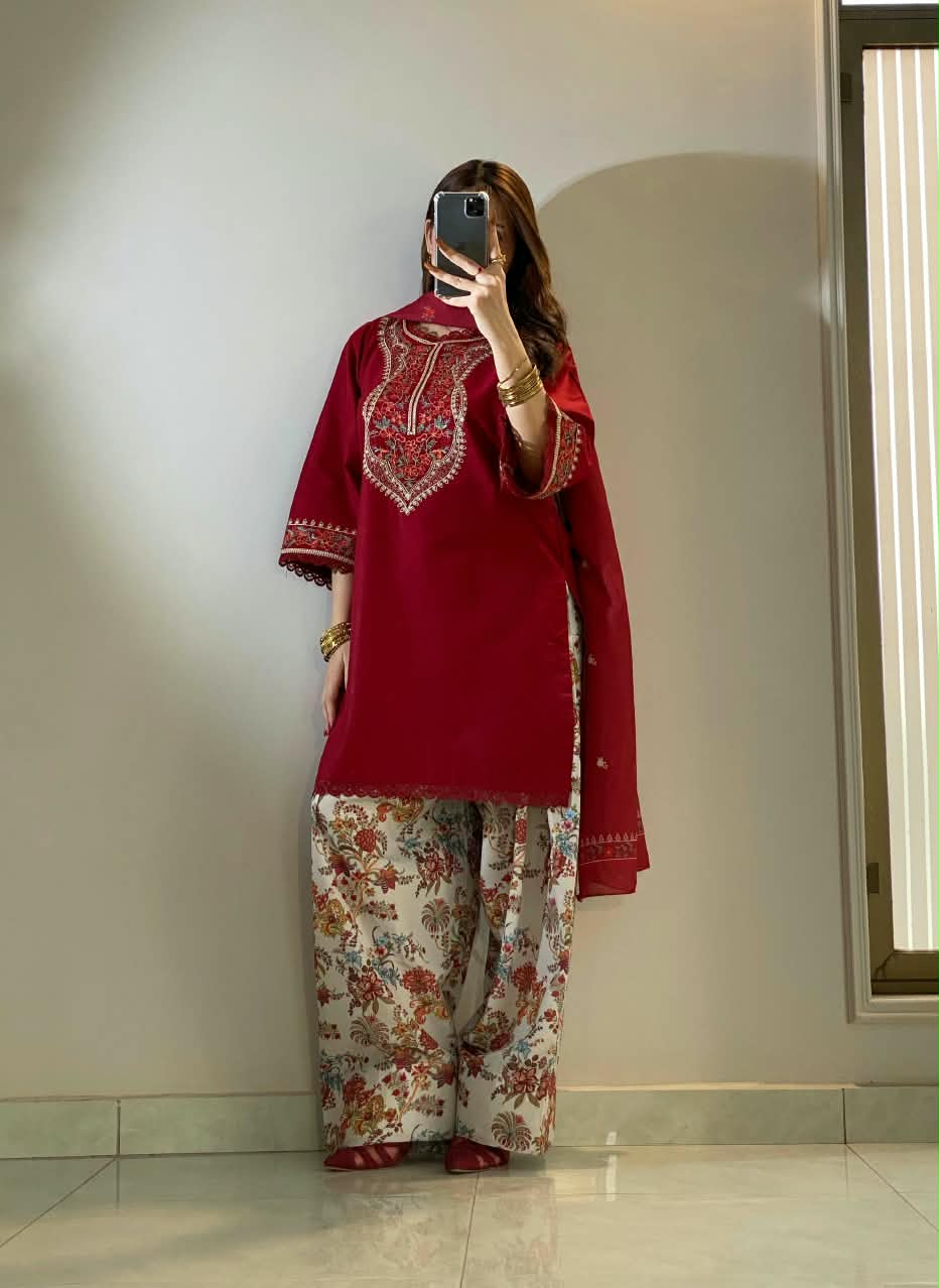 KESAR EMBROIDERED 3PC (FARSHI)