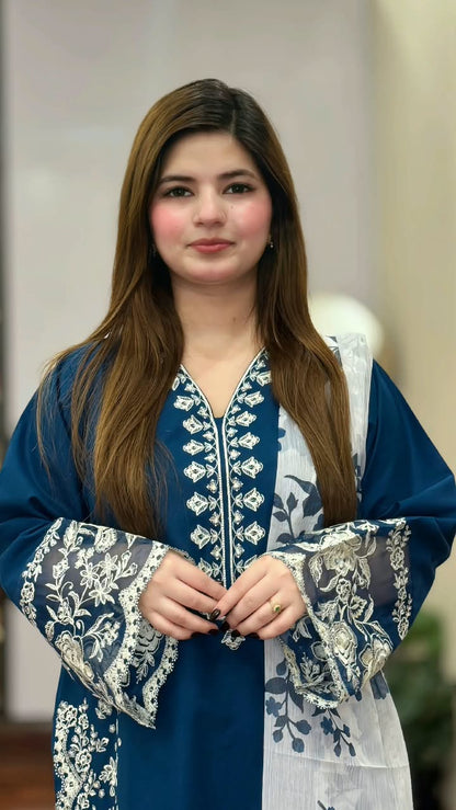 FALAK EMBROIDERED 3PC (PLAZO)