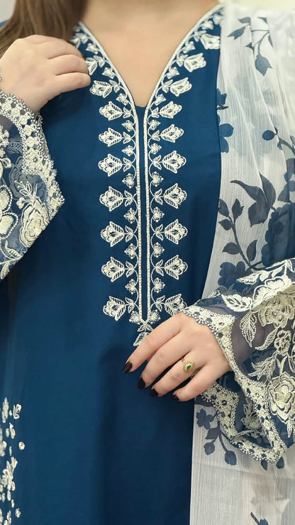 FALAK EMBROIDERED 3PC (PLAZO)
