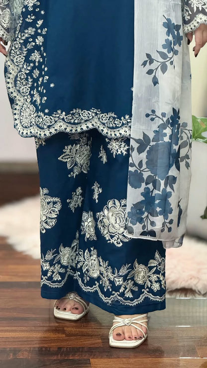 FALAK EMBROIDERED 3PC (PLAZO)